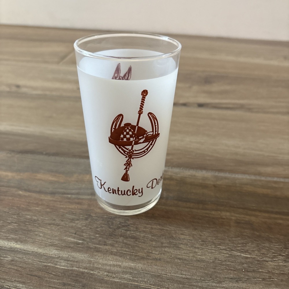 Vintage Kentucky Derby Federal Race Horse, Shoe, Crop Hat Bar Glass